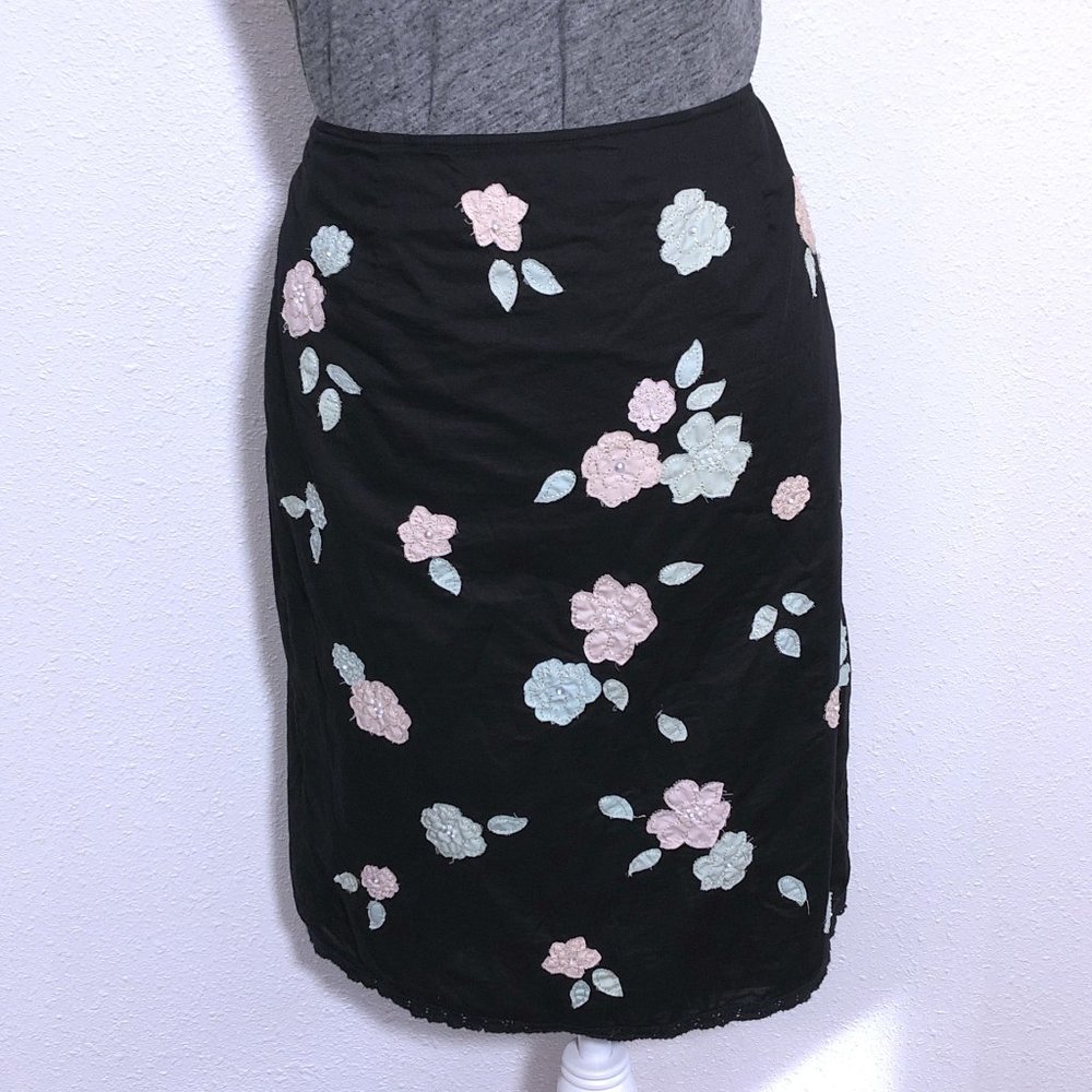 Josephine Chaus Black Floral Skirt | 10